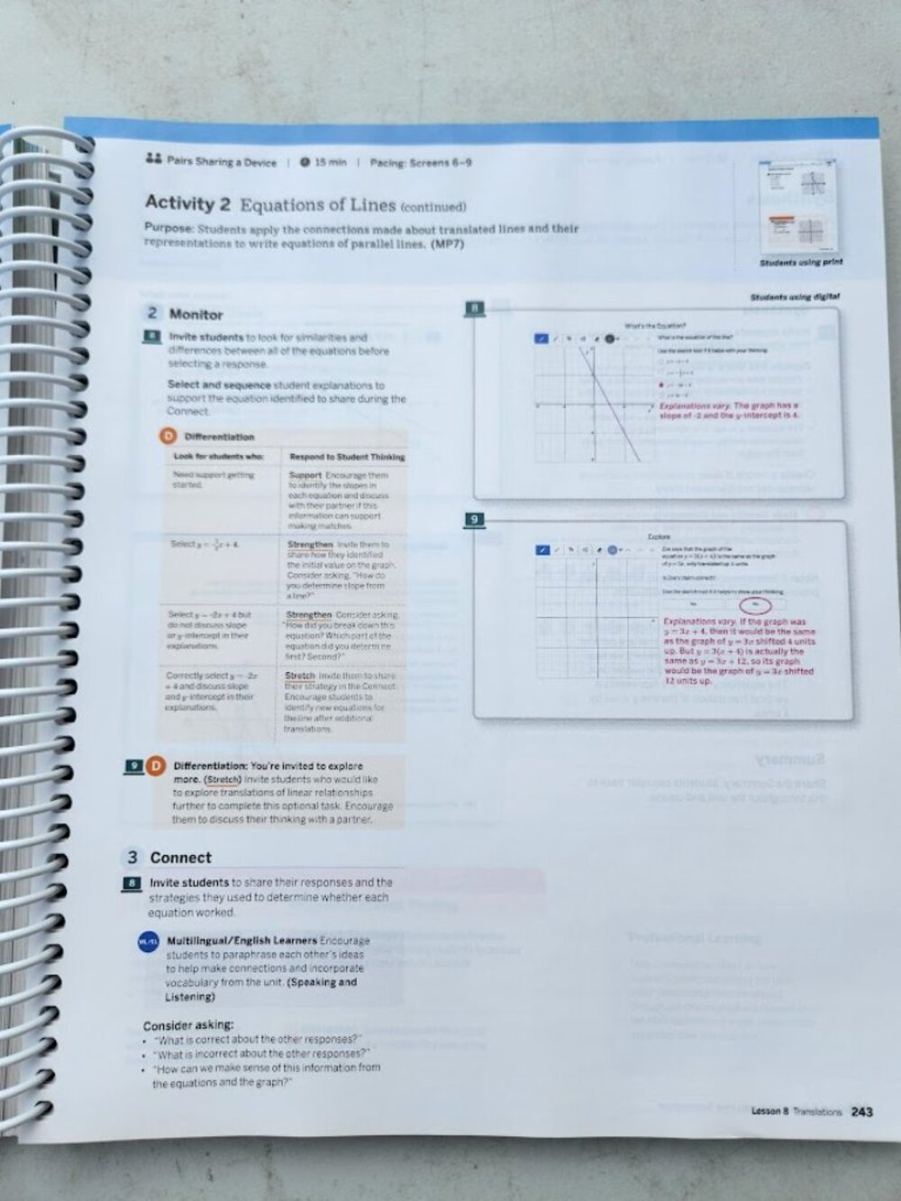 Amplify Desmos Math Grade 8 Volume 1 California Teacher Edition Book Answer Answ - Picture 8 of 15